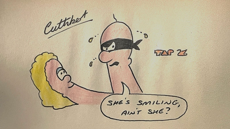 Cuthbert cartoon featuring character drawings